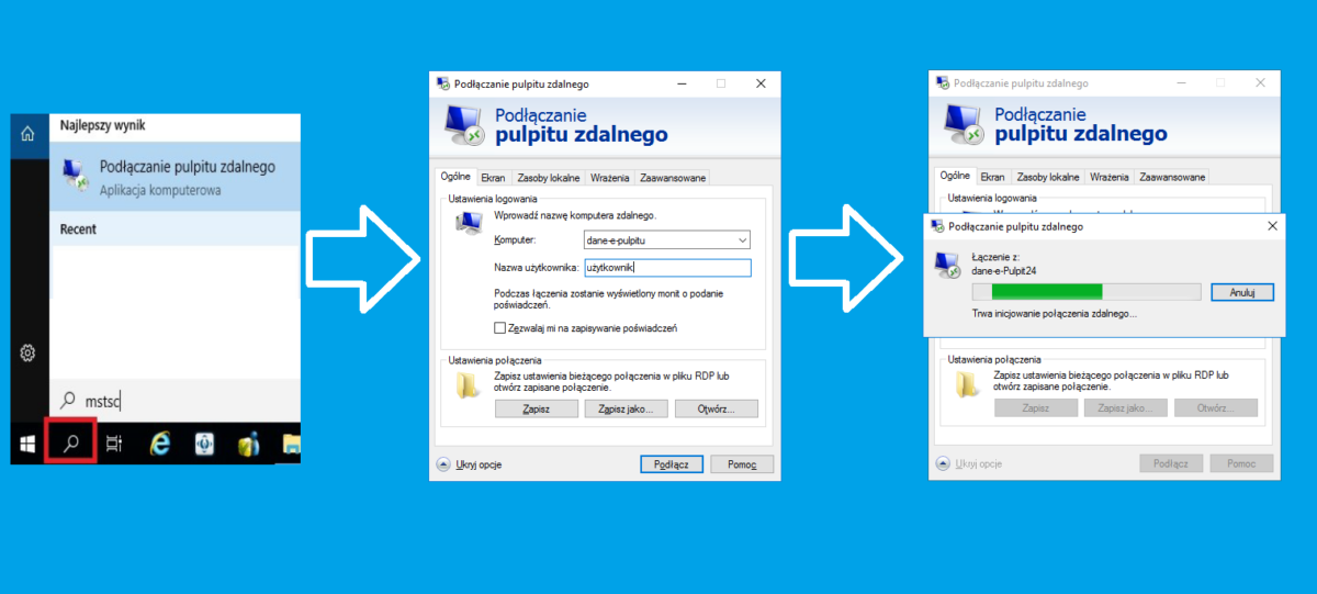 Jak podłączyć pulpit zdalny z ePulpit24? Baza wiedzy BluSerwer.pl
